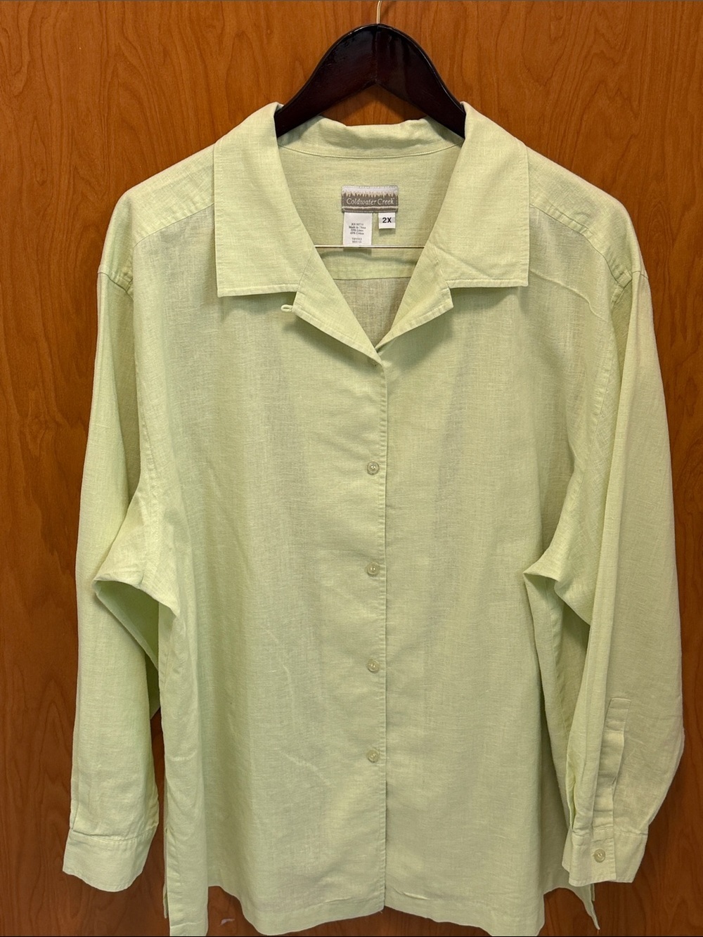 ♋️♋️♋️BOGOHO♋️♋️♋️Coldwater Creek Pale Mint Button-Front Shirt-2X